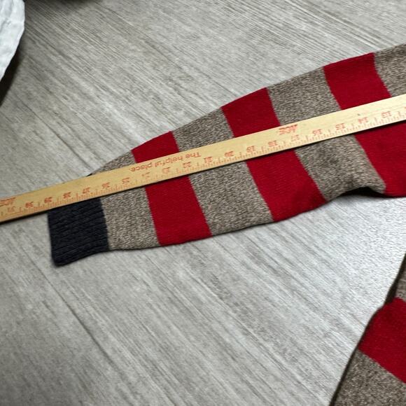 Red and Tan Striped Men's Cardigan Sweater - Picture 5 of 6